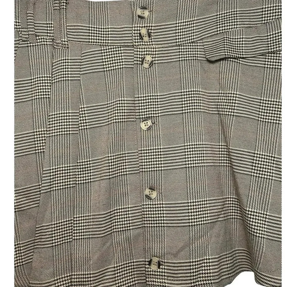 NWT Ci Sono Women’s Plaid Pleated Button Front Mini Skirt Brown Size Large - Picture 6 of 6
